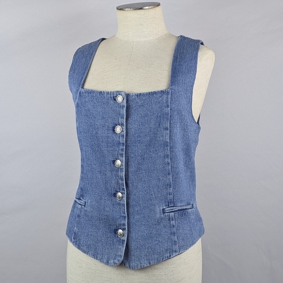 rag & bone Tops - rag & bone Seraphina Denim Vest Top Button Front Lined Winwood Blue Wash L NWT